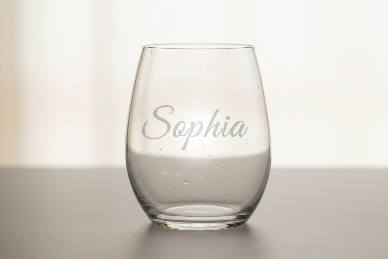 personalised name stemless wine glass